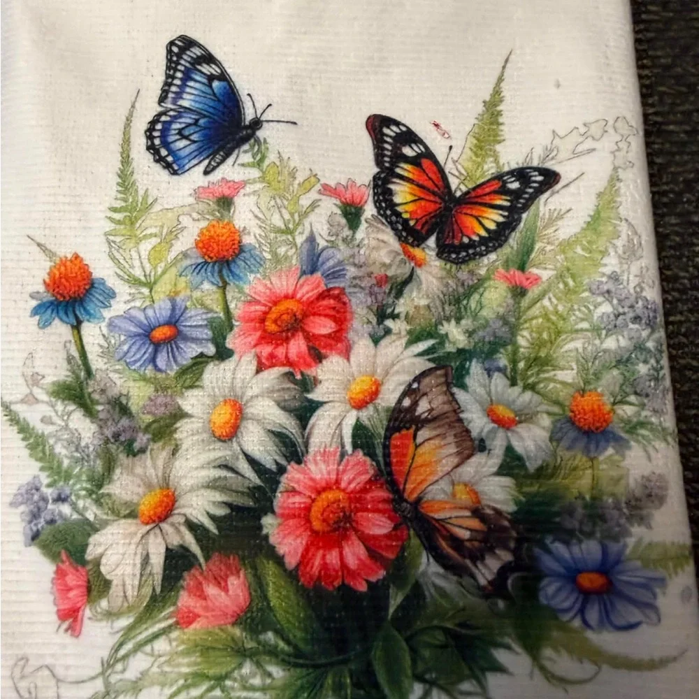 Floral Butterfly Kitchen Towels - Set of 2